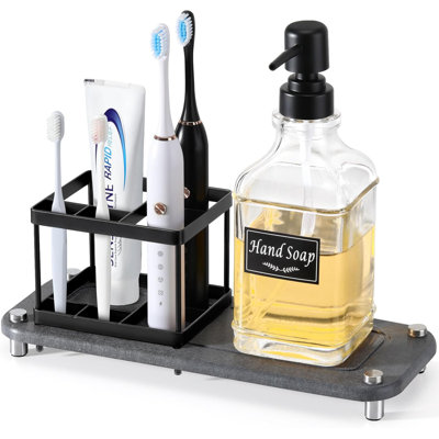 Stainless Steel 5 Slots Electric Toothbrush Holder With Instant Drying Stone