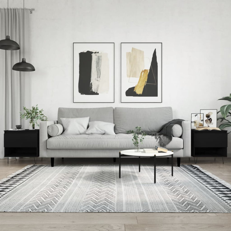 Four Leg Coffee Table with Storage, Black
