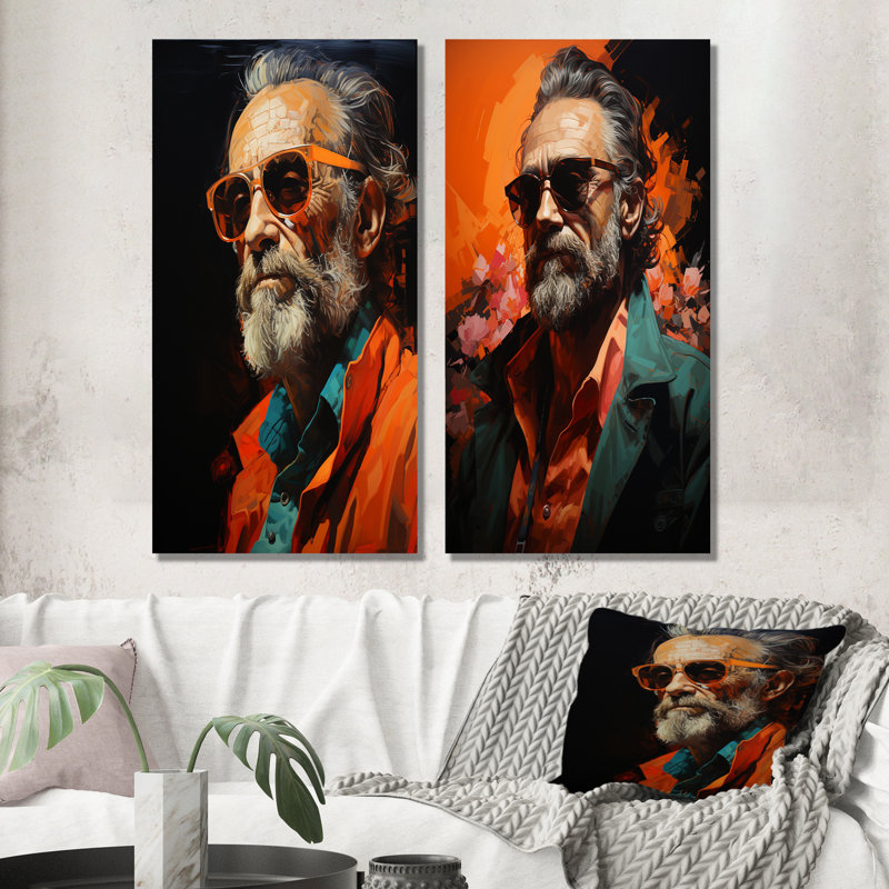 Coral Coppola - ensemble de salon abstrait art mural Popart, H 28 po x l 25 po, Toile tendue