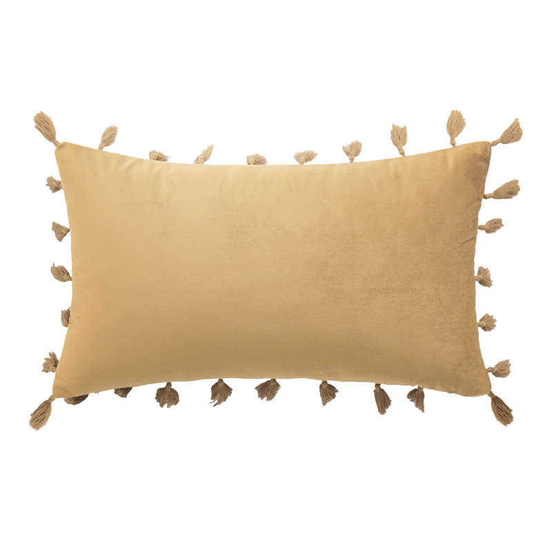 Velvet Pillow, Khaki, Polyester