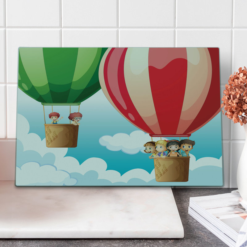 Ambesonne Explore Cutting Board Large Size in Balloons Multicolor