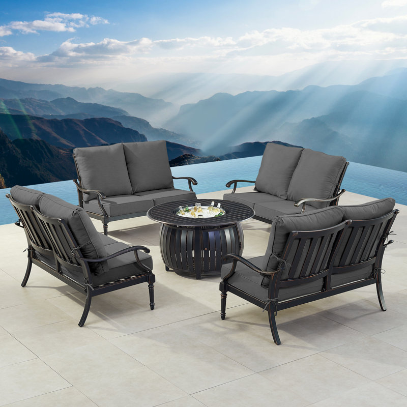 Pairlee Outdoor 6 - Piece Conversation Set, Black