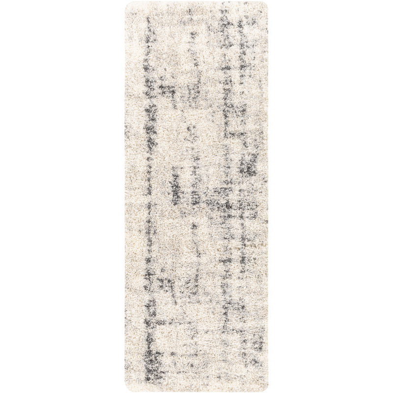 Tapis beige / gris à motif abstrait Myndi, Tapis de couloir 2 pi 7 po x 7 pi 3 po