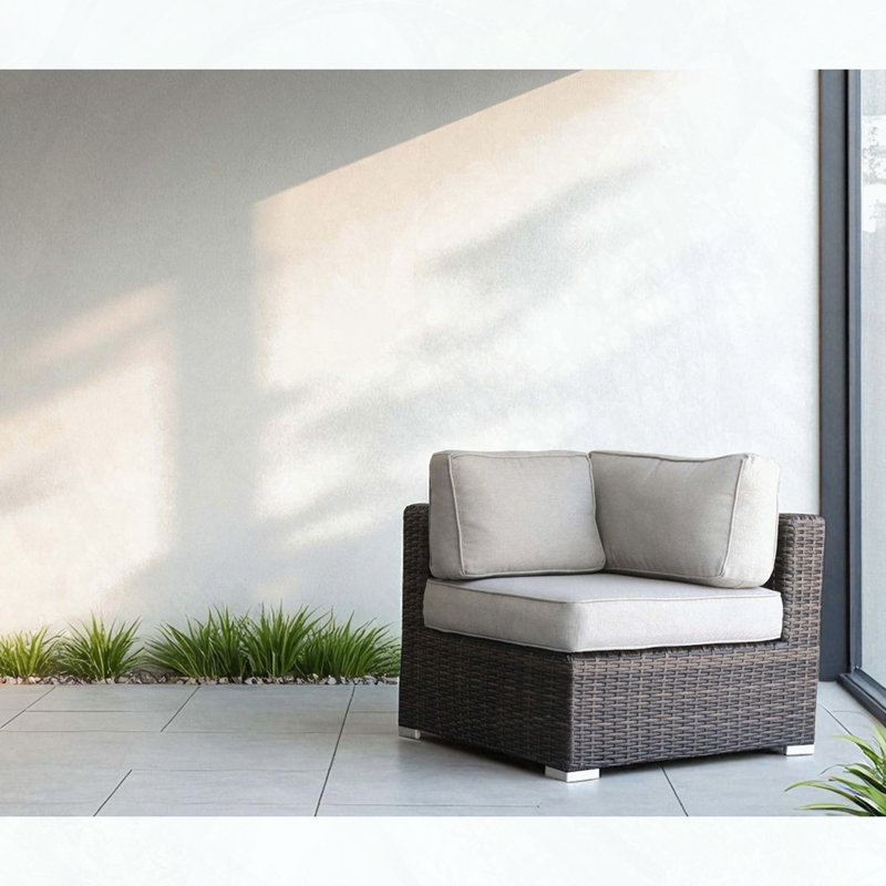 Chaise de coin en osier Minnesota, Beige, Gris