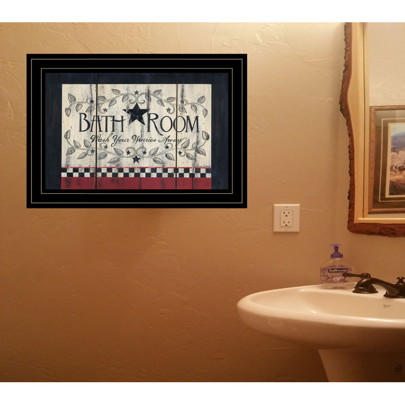 «Bathroom» par Linda Spivey, reproduction encadrée prête à être accrochée, Noir
