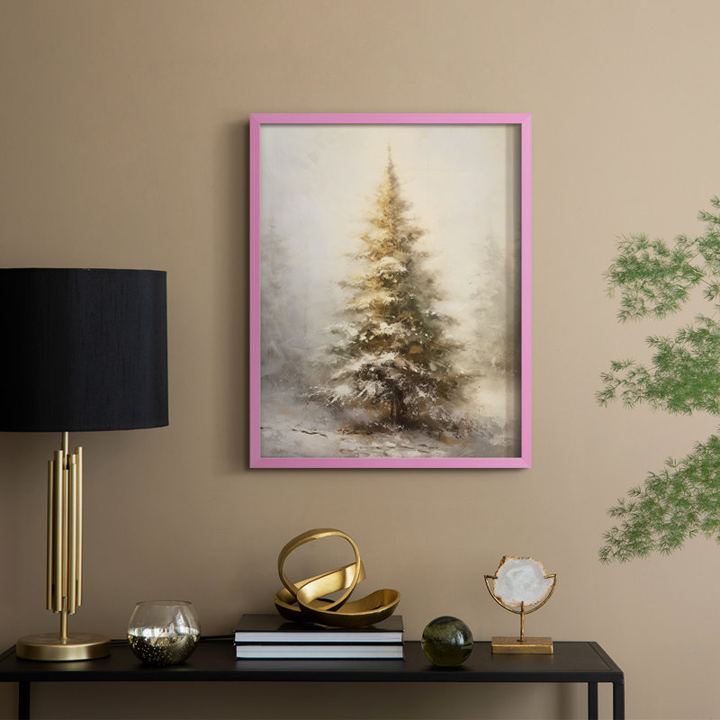 «Christmas Holiday Art Dxxxvii», reproduction d'art encadrée - bois massif, H 15 po x l 12 po, Rose