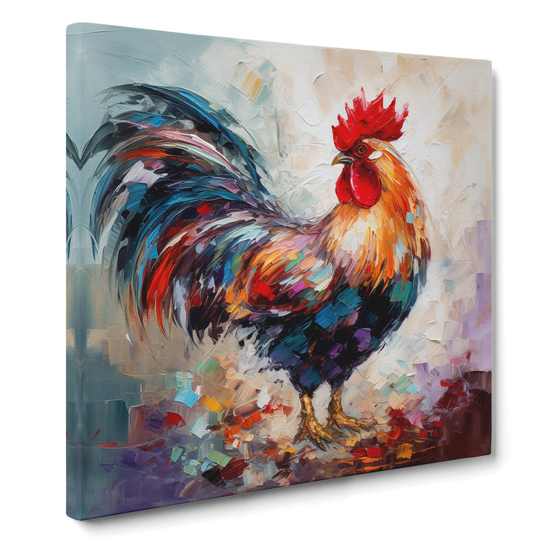 Rooster Palette Knife No.2 - Wrapped Canvas