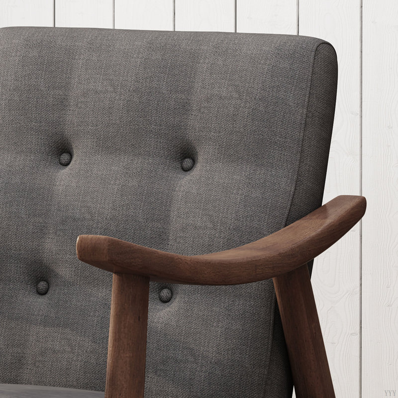 Chaise d'appoint Mid-Century moderne, fauteuil capitonné, Gris