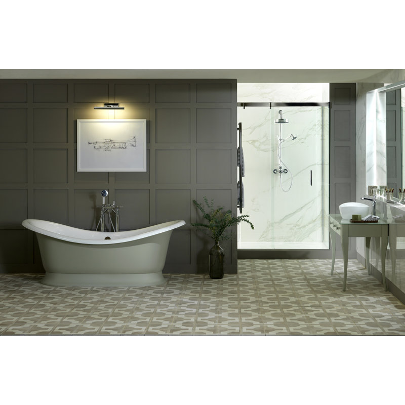 Marlborough 74-7/8" x 34-1/4" Freestanding Soaking Bathtub in Volcanic Limestone™ with Overflow Hole, Englishcast White