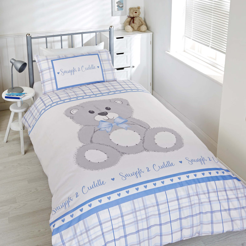 Chequered Duvet Cover Set with Pillowcases Included, Blue