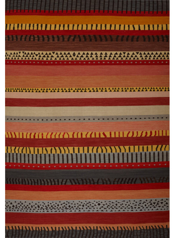 Striped Area Rug in Red/Black