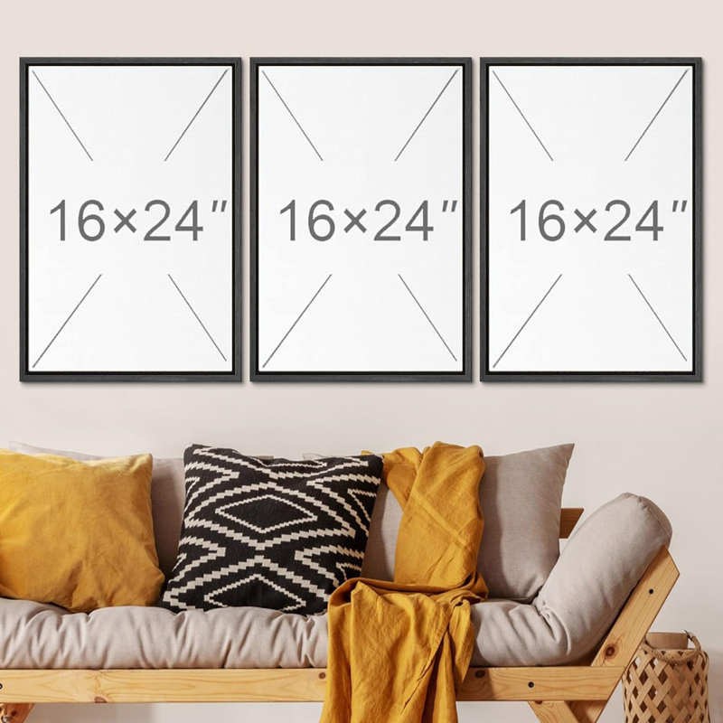 Black Framed Geometric Abstract Canvas Wall Art Set