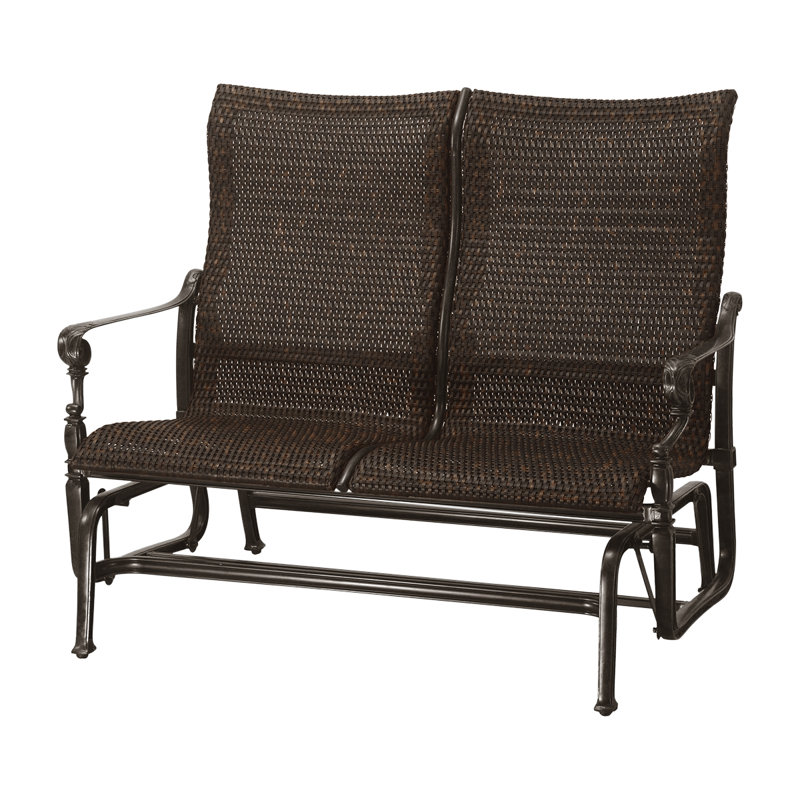 Grand Terrace Woven High Back Loveseat Glider, Chestnut, Vintage
