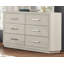Commode 1 pièce à 6 tiroirs gris clair en acacia massif de style transitionnel avec glissière latérale en métal