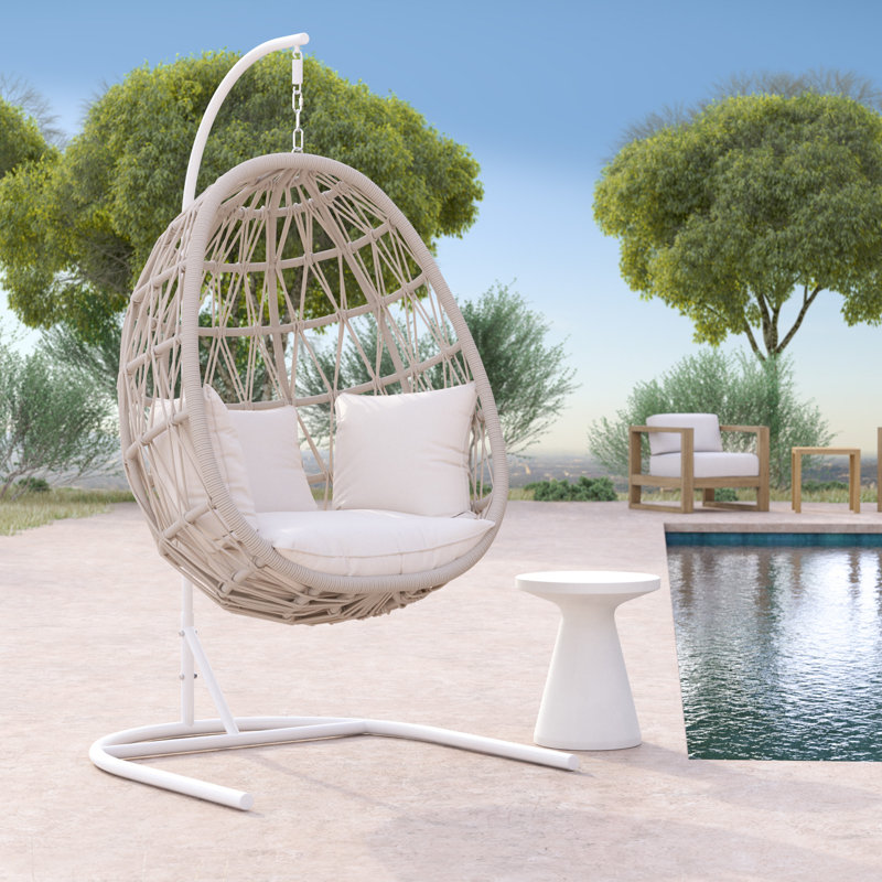 Milano Hanging Chair, Linen Canvas Sunbrella®, White