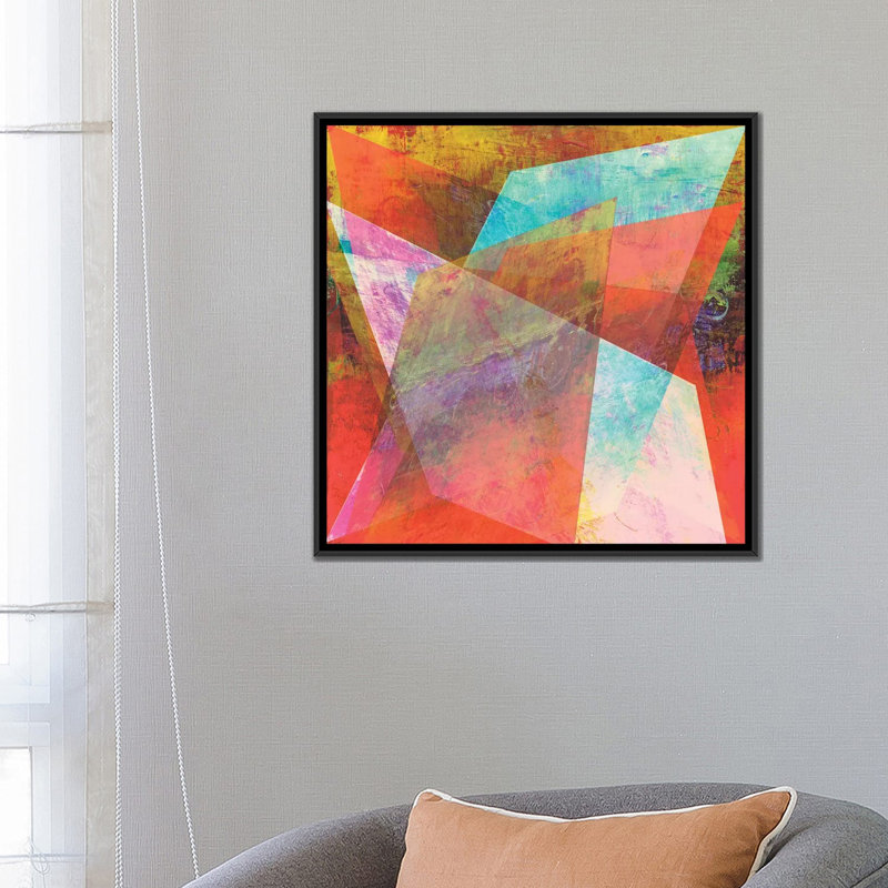 « hi-fi geometric i », impression sur toile, H 18 po x l 18 po x P 1,5 po, Toile avec cadre noir, Pas de tapis