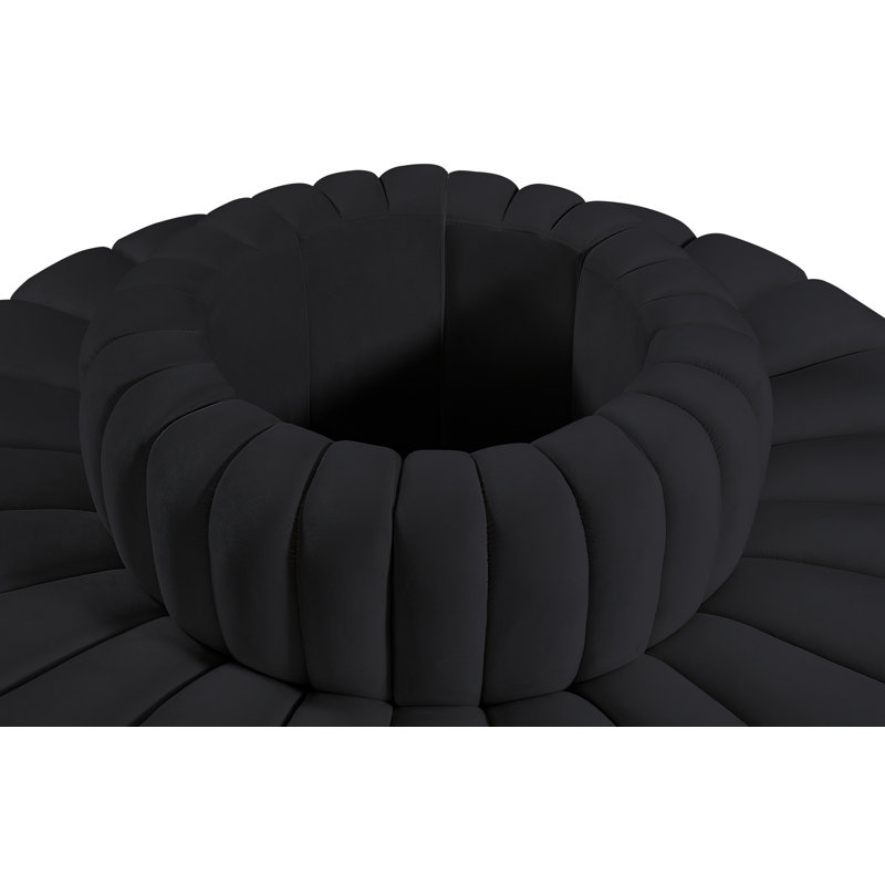 Hite Upholstered Curved Sectional Reversible, Black Velvet