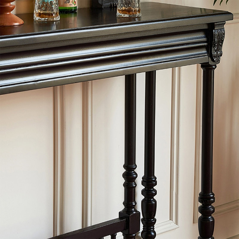 Black Solid Wood Rectangular Console Table, 43.31" H x 62.99" W x 15.75" D
