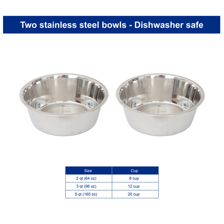 Double Dog Bowls with Bone Shaped Mat Diner Set stainless steel bowls