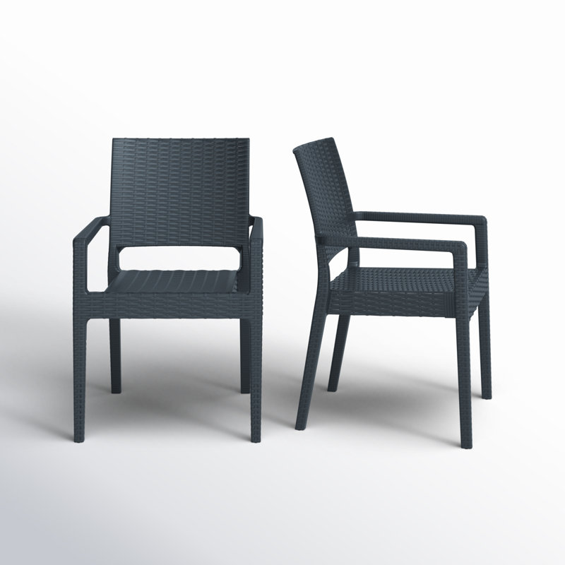 Fauteuil de salle à manger empilable Hela, Gris foncé
