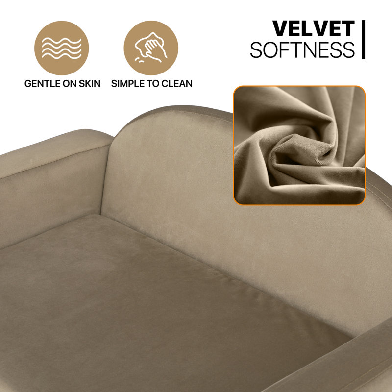 Light Brown Velvet Elevated Pet Sofa with Removable Cushion