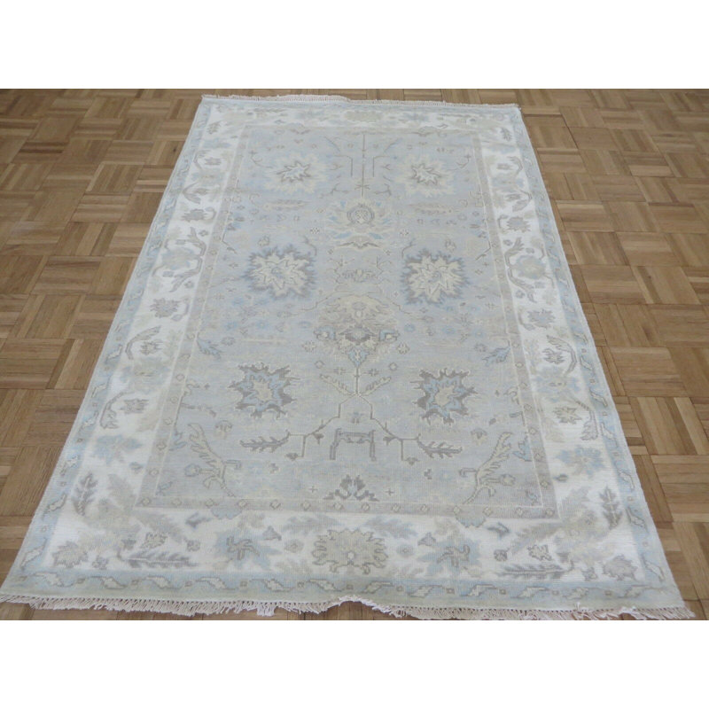 Tapis décoratif en laine noué à la main de conception unique 4 pi 1 po x 6 pi Broadhurst
