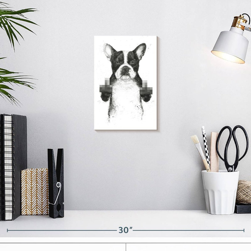 Brampt chien censuré, H 12 po x l 8 po