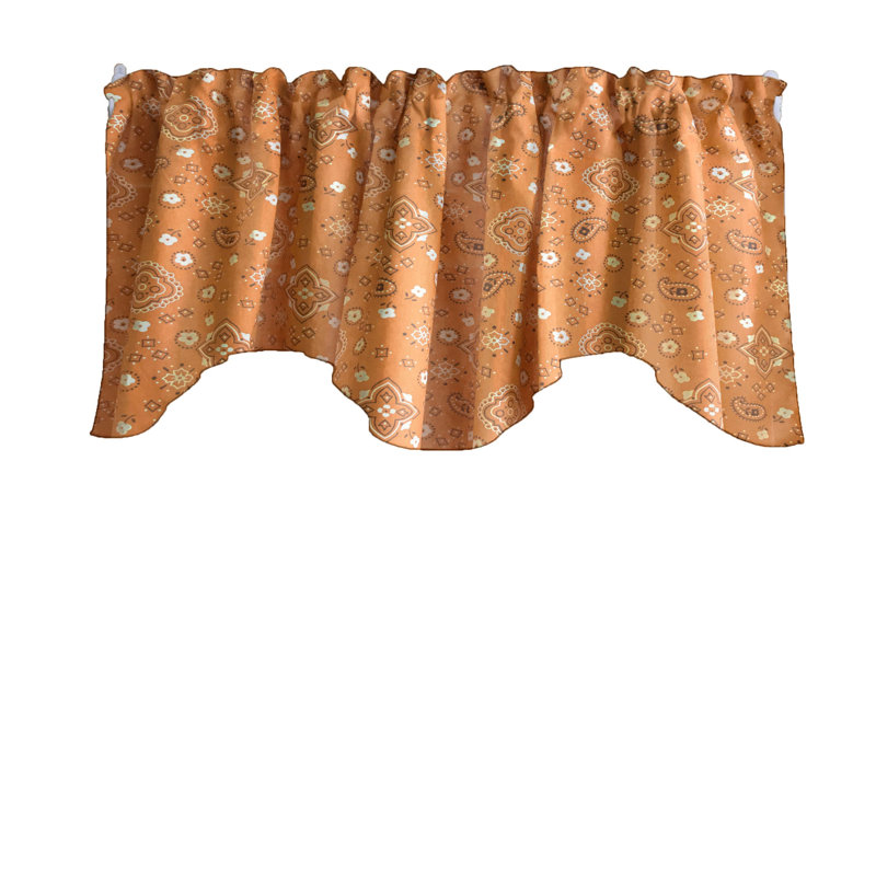 Cantonnière festonnée en mélange de coton 58 po Paisley, Orange