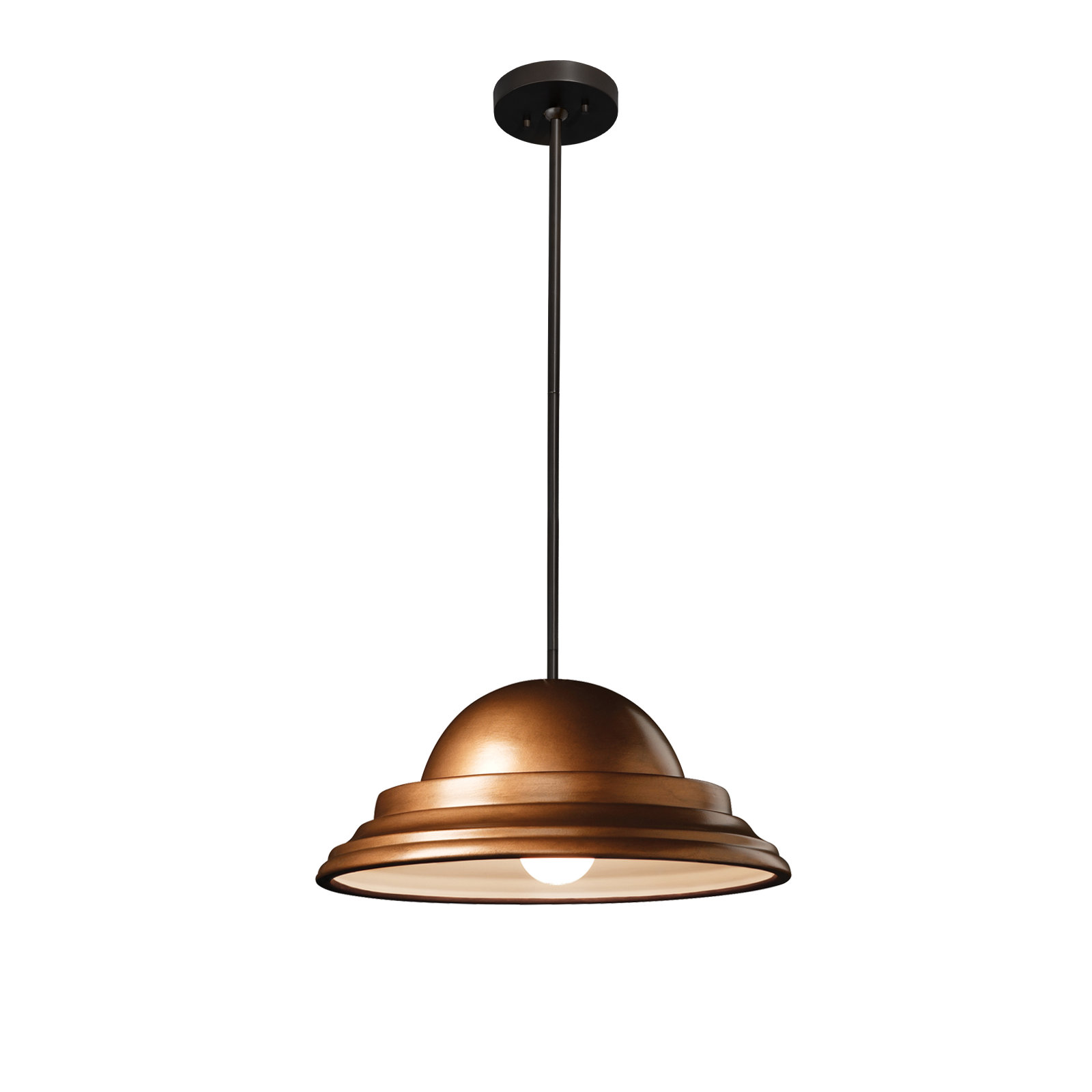 Leni Single Light Ceramic Dimmable Pendant, Matte Black, Carbon Matte Black/Champagne Gold, No