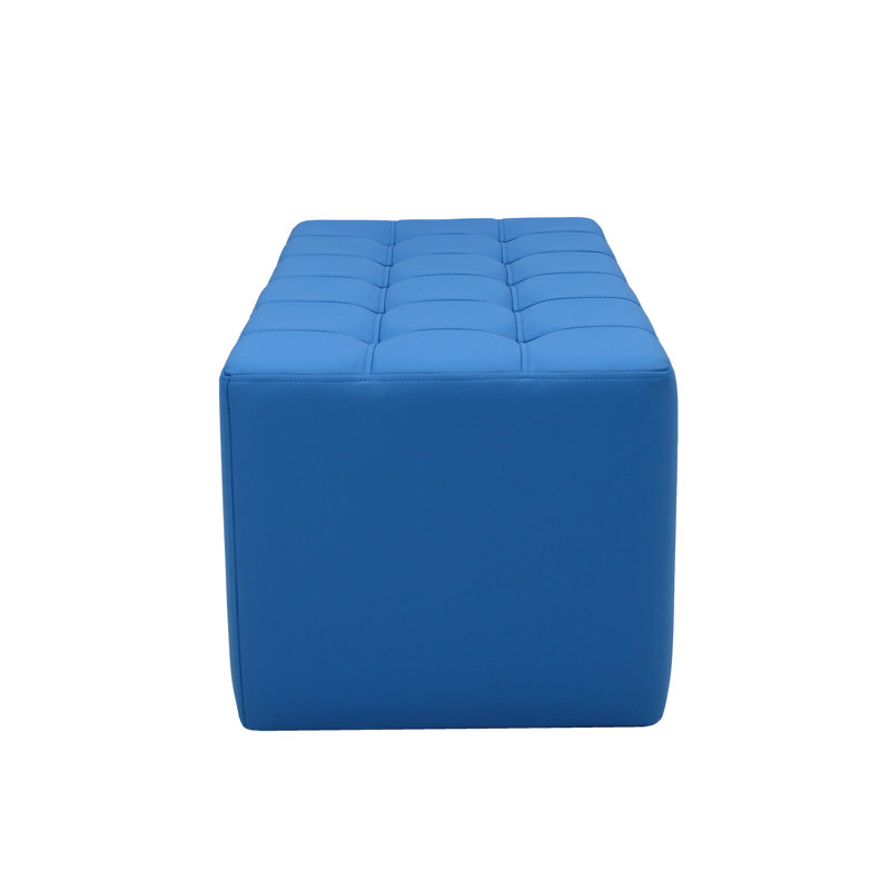 Faux Leather Ottoman, French Blue Faux Leather