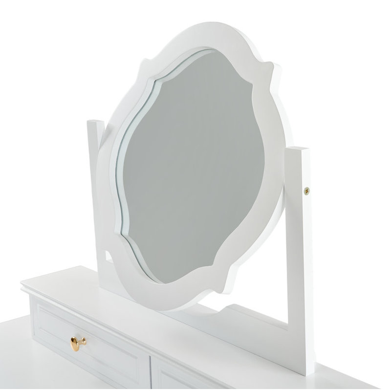 Ensemble de coiffeuse compacte avec miroir et tabouret réversible inclus