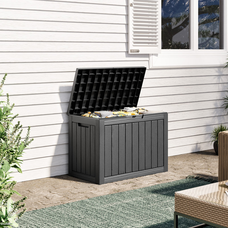 Boîte de rangement verrouillable 72 gallons, Noir, H 22,5 po x l 44,9 po x P 18,1 po