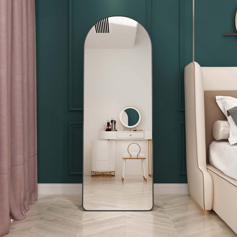 The 4St Generation Floor Mounted Full Length Aluminum Alloy Frame Mirrors, Black