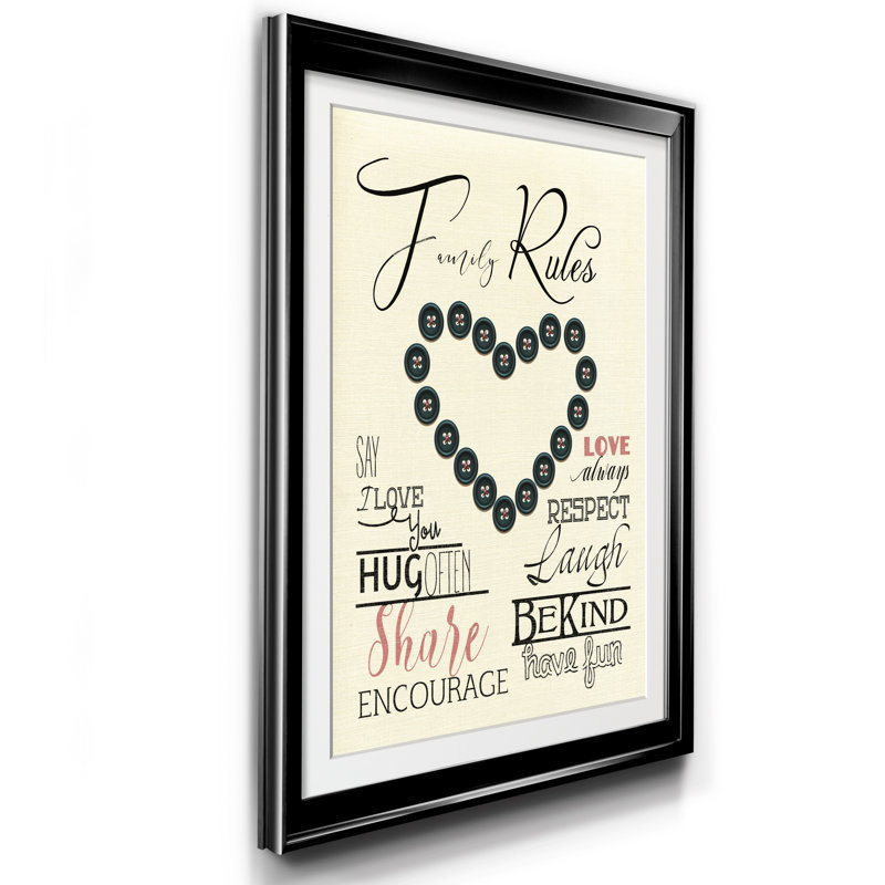 " Family Rules Buttons ", Black, 24" H x 18" W x 1" D
