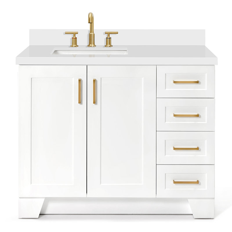 43 IN.  Single Bathroom Vanity, White, Rectangular, Left 