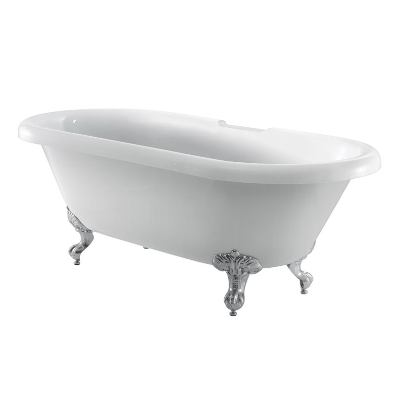 67'' x 29.12'' Soaking Acrylic Bathtub, Polished Chrome