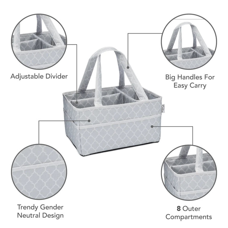 Comfy Cubs Diaper Caddy Organizer- Large Portable Baby Diaper Caddy Nursery Storage Bin and Car Travel Basket - Tote Bag with di