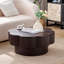 Table basse 31,50 "en forme de fleur - prunier, rangement en placage de bois - brun foncé