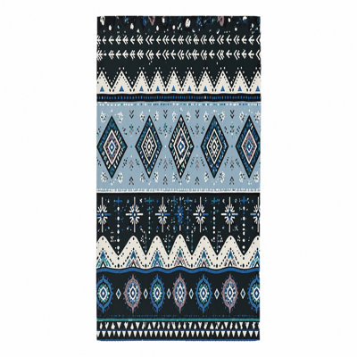 1Pcs Bohemian Diamond Pattern Beach Towel, Featuring Aztec Inspired Geometric Designs and Tribal Motifs. Large Microfiber, Perfect for, Swimming, Travel, Outdoor Activities.