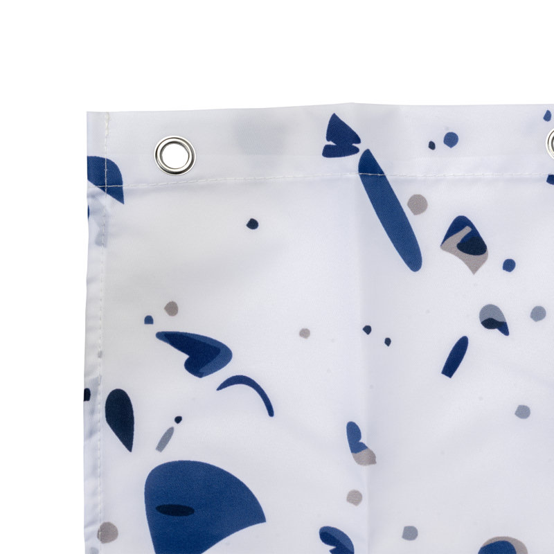 Croydex Polyester Shower Curtain, White/Blue