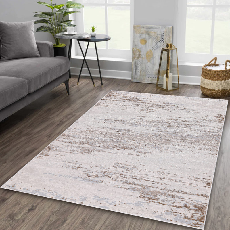 Parkwoods Collection Abstract Neutral Area Rug, Rectangle 1 pi 9 po x 2 pi 9 po