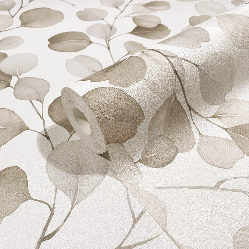 Flora Collection Eucalyptus Trailing Leaf Wallpaper Roll, Silver