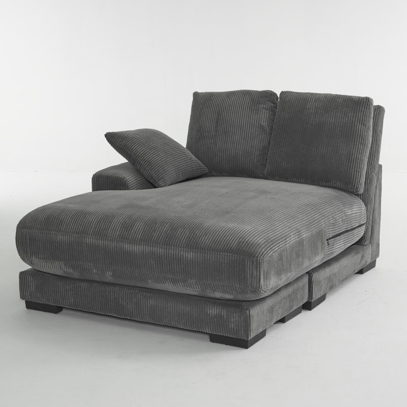 Canapé modulaire Homerton, Velours côtelé gris foncé