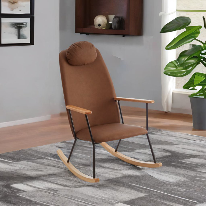 Chaise berçante réglable avec appui-tête, Brun