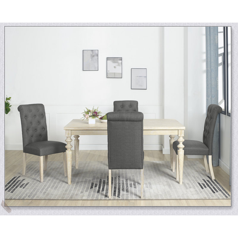 Ensemble de salle à manger Amonia, 5 pièces: table, 4 chaises, Gris foncé