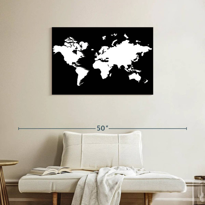 Aliaz Dark World Map, 24" H x 36" W