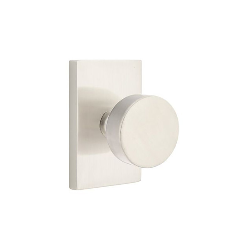 Emtek Privacy Knobset w/ Modern Rectangular Rosette and Round Knob