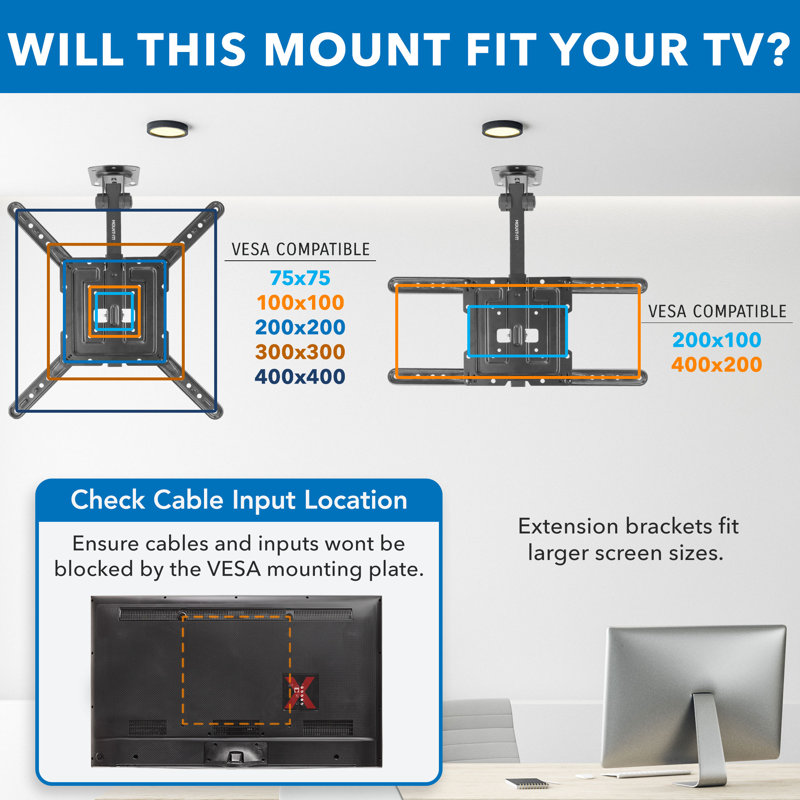 Mount-It! Flip-Down Ceiling TV Mount 23"-55"