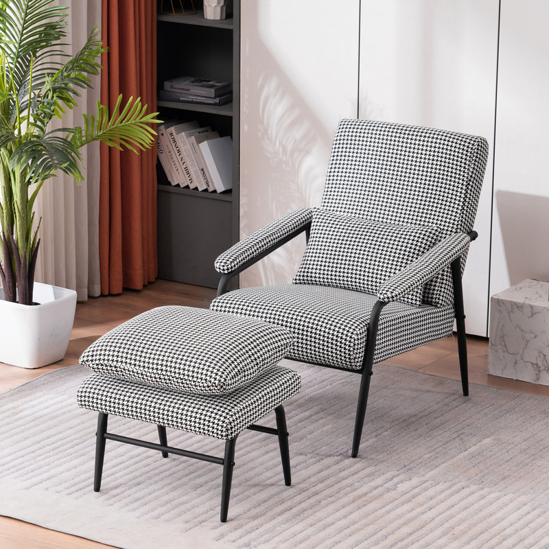 Doroty Modern Accent Chair with Ottoman, Mid-Century Lounge Soft Fabric Seats Club Armchairs, 1