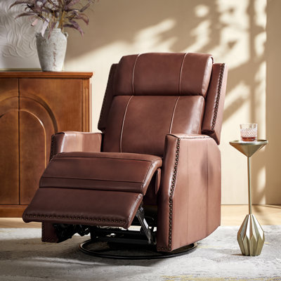 Caseville Genuine Leather Manual Swivel Recliner -  Red Barrel Studio®, 89BABA56B98547BDBBC6B3B5F3566987